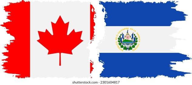El Salvador and Canada grunge flags connection, vector