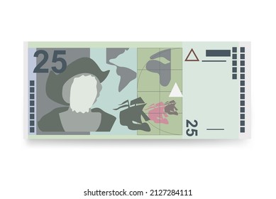 El Salvador Colon Vector Illustration. Salvadoran money set bundle banknotes. Paper money 25 SVC. Flat style. Isolated on white background. Simple minimal design.