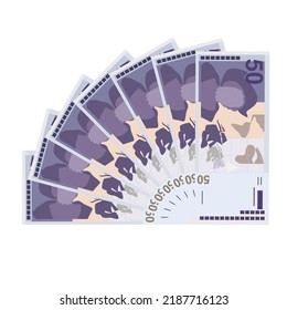 El Salvador Colon Vector Illustration. Salvadoran money set bundle banknotes. Paper money 50 SVC. Flat style. Isolated on white background. Simple minimal design.