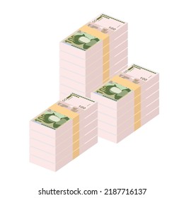 El Salvador Colon Vector Illustration. Salvadoran money set bundle banknotes. Paper money 100 SVC. Flat style. Isolated on white background. Simple minimal design.