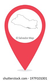 El Salvador Country Border Map In Location Icon.