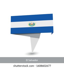 El Salvador Country flag. Folded ribbon banner flag. Flat flag vector illustration.