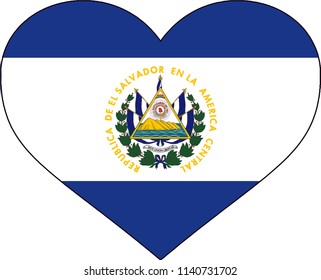 El Salvador Country Flag Shaped Heart Illustration 