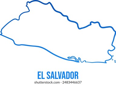 El Salvador country flat stroke style modern lineart map. Blue gradient color