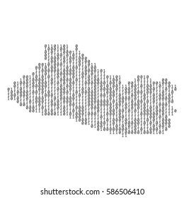 El Salvador country map made from binary code numbers. 
