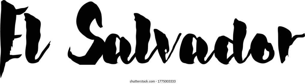 El Salvador Country Name Handwritten Font Calligraphy