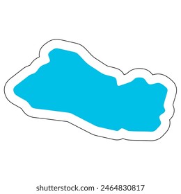 El Salvador country silhouette. High detailed map. Solid blue vector sticker with white contour isolated on white background.