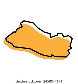 El Salvador country simplified map. Orange silhouette with thick black sharp contour outline isolated on white background. Simple vector icon