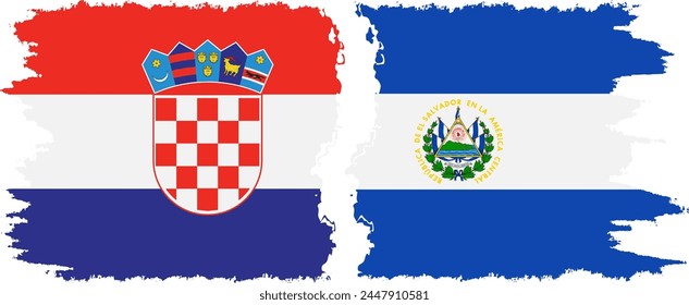 El Salvador and Croatia grunge flags connection, vector