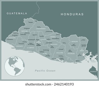 El Salvador - detailed map with administrative divisions country. Vector illustration