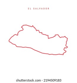 El Salvador editable outline map. Salvadoran red border. Country name. Adjust line weight. Change to any color. Vector illustration.