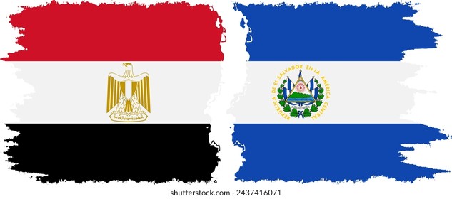 El Salvador and Egypt grunge flags connection, vector