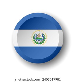 El Salvador flag - 3D circle button with dropped shadow. Vector icon.