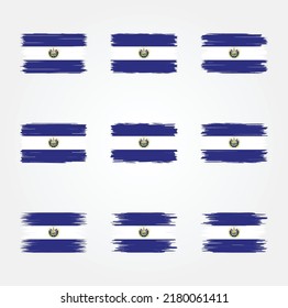El Salvador Flag Brush Collection. National Flag