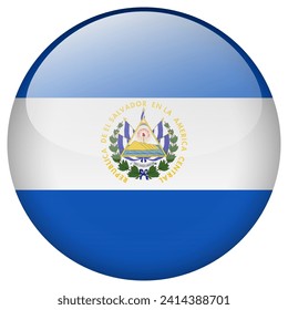 El Salvador flag button. El Salvador circle flag button isolated on white background