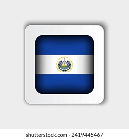 El Salvador Flag Button Flat Design