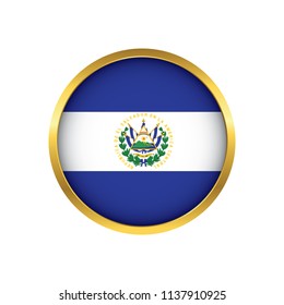 El Salvador flag button, Golden on a white background,flag of El Salvador Round badge or icon isolated. Vector illustration.