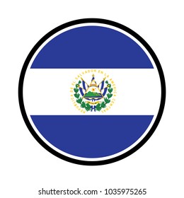El Salvador Flag Button, News Concept Badge, 3d illustration on white background, round flag of El Salvador. circle flag.