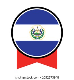 El Salvador Flag Button, News Concept Badge, 3d illustration on white background, round flag of El Salvador. circle flag.