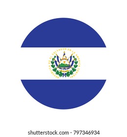 El Salvador Flag Button, News Concept Badge, 3d illustration on white background, round flag of El Salvador. circle flag.