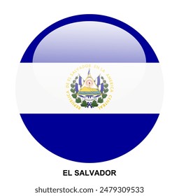 EL SALVADOR flag button on white background