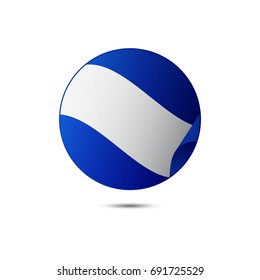 El Salvador flag button with shadow on a white background. Vector illustration.