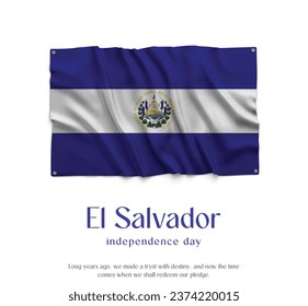 El Salvador Flag, Celebrating Independence Day. Abstract waving flag on white background Country Flag.