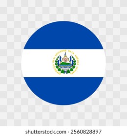 El Salvador flag - circle vector flag isolated on checkerboard transparent background