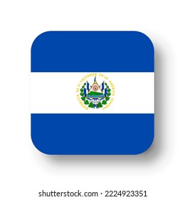 Bandera de El Salvador - plaza vectorial plana con esquinas redondeadas y sombra caída.