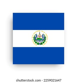 El Salvador flag - flat vector square with sharp corners and dropped shadow.