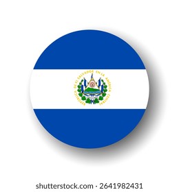 El Salvador flag - flat vector circle icon or badge with dropped shadow.