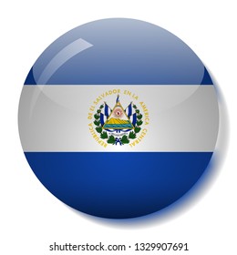 El Salvador flag glass button vector illustration