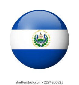 El Salvador flag - glossy circle badge. Vector icon.