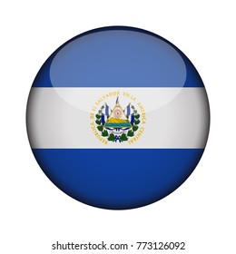 el salvador Flag in glossy round button of icon. el salvador emblem isolated on white background. National concept sign. Independence Day. Vector illustration.