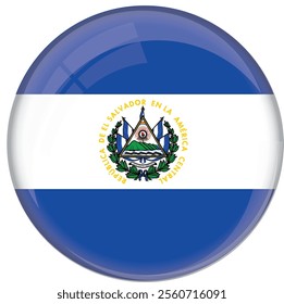 El Salvador flag with glossy rounded button for football team and national emblem