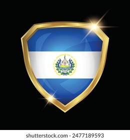 El Salvador Flag Golden Shield Logo