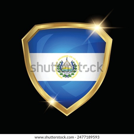 El Salvador Flag Golden Shield Logo