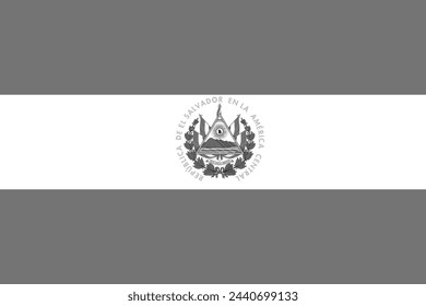 Bandera de El Salvador - ilustración vectorial monocromática en escala de grises. Bandera en blanco y negro