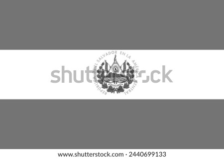 El Salvador flag - greyscale monochrome vector illustration. Flag in black and white