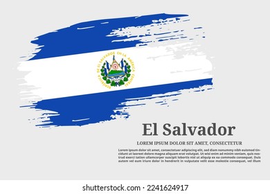 El Salvador flag grunge brush and text poster, vector