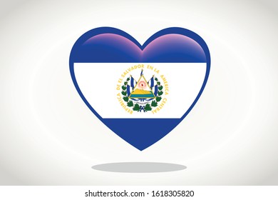 El Salvador Flag in Heart Shape. Heart 3d Flag of El Salvador, El Salvador flag template design.