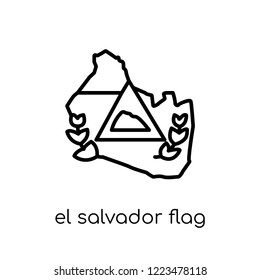 El Salvador flag icon. Trendy modern flat linear vector El Salvador flag icon on white background from thin line Country Flags collection, editable outline stroke vector illustration