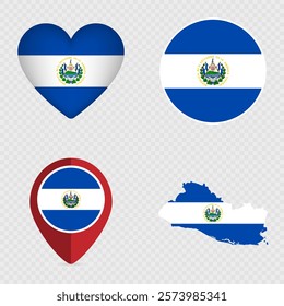 El Salvador Flag Icons Pack. Vector illustration.