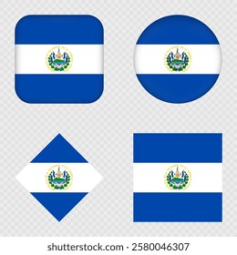 El Salvador Flag Icons Pack. Vector illustration.