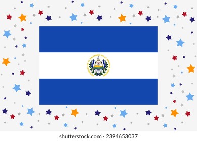 El Salvador Flag Independence Day Celebration With Stars