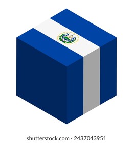 El Salvador flag - isometric 3D cube isolated on white background. Vector object.