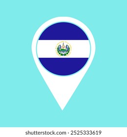 el salvador flag location pin, flag application, Flag on Location Pin, graphic design, map pointer, vector illustration.
