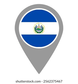 El Salvador flag location pin, flag application, Flag on Location Pin, graphic design, map pointer, vector illustration.