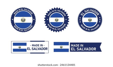 El Salvador flag, Made in El Salvador. Tag, Seal, Stamp, Flag, Icon vector