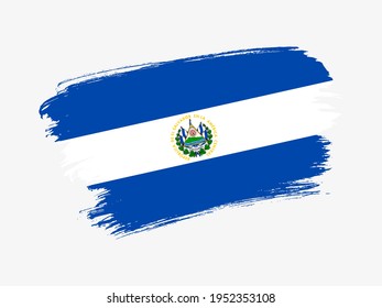 El Salvador Fahne aus strukturiertem Pinselstrich. Patriotische Flagge auf weißem Hintergrund